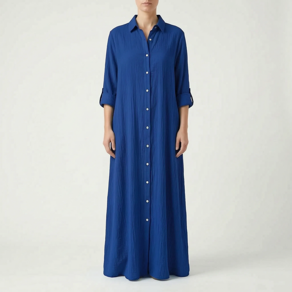 Drapeva - Casual Maxi Length Shirt Dress