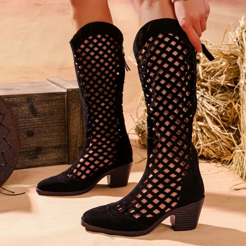 Eira - Women's Knee High Heeled Cowboy Boots