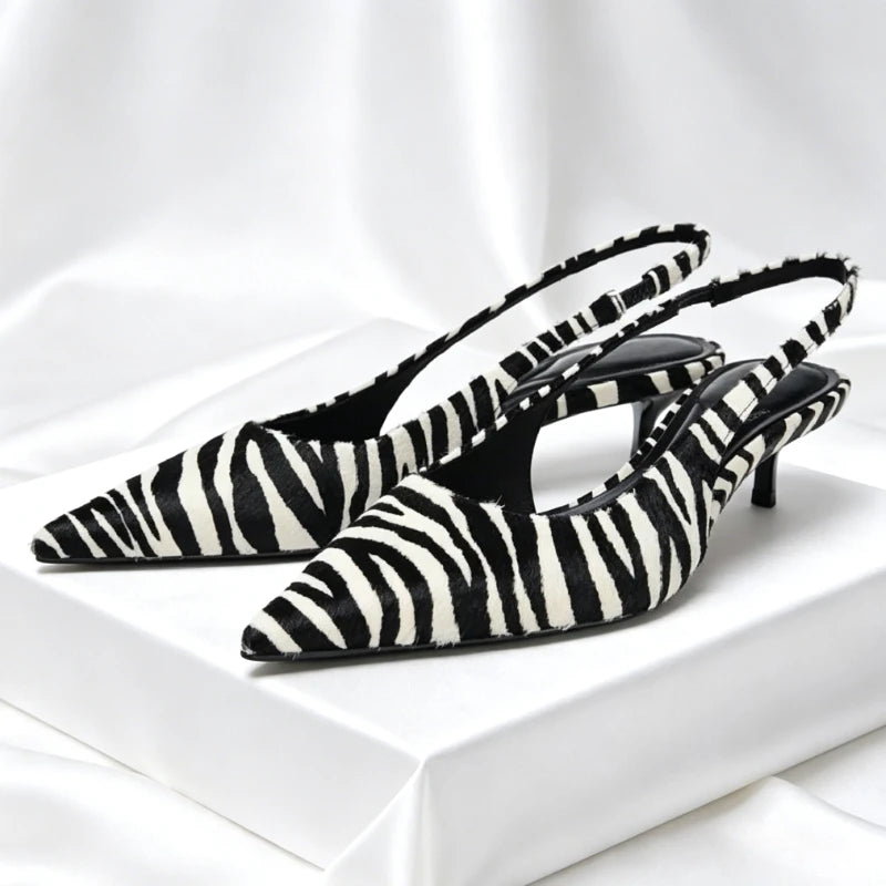 Elara - Women's Chic Zebra Print Kitten Heels