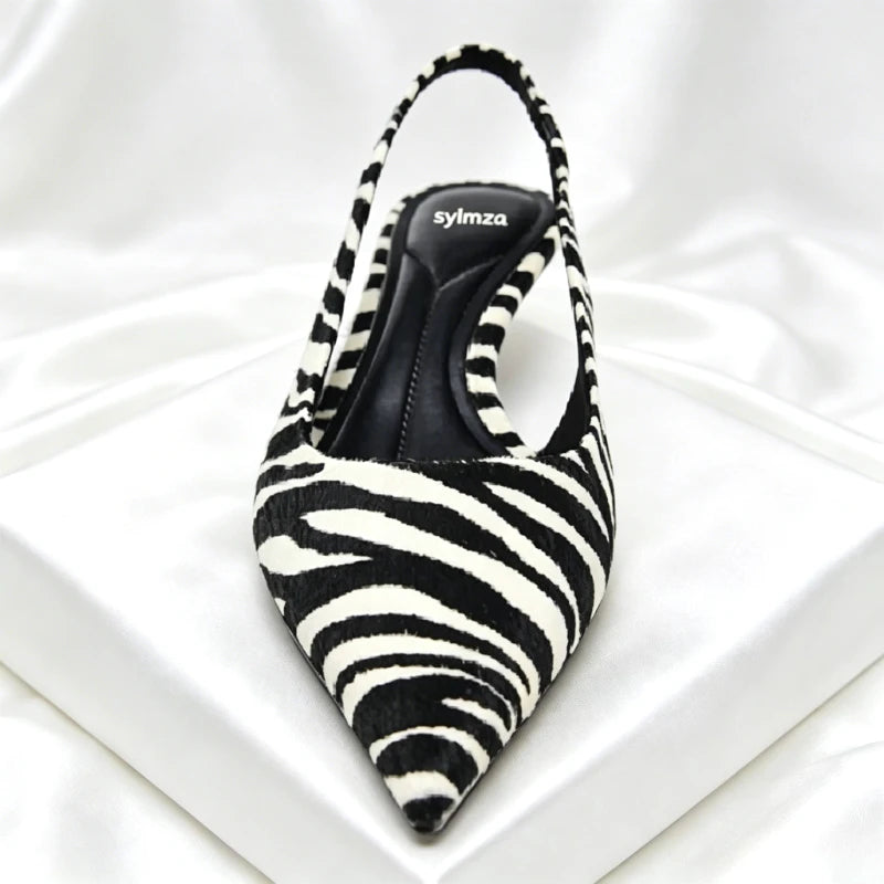 Elara - Women's Chic Zebra Print Kitten Heels