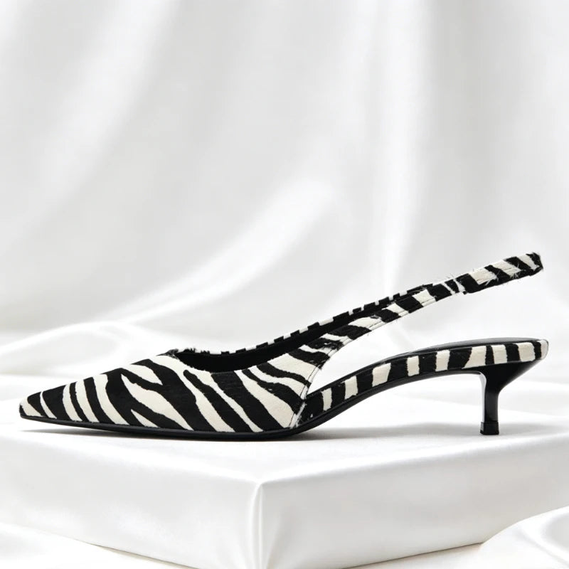 Elara - Women's Chic Zebra Print Kitten Heels