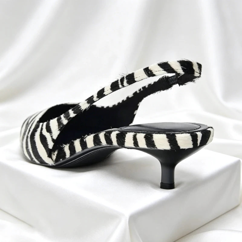 Elara - Women's Chic Zebra Print Kitten Heels