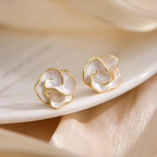 Elara - Women's Elegant Gold Pearl Stud Earrings