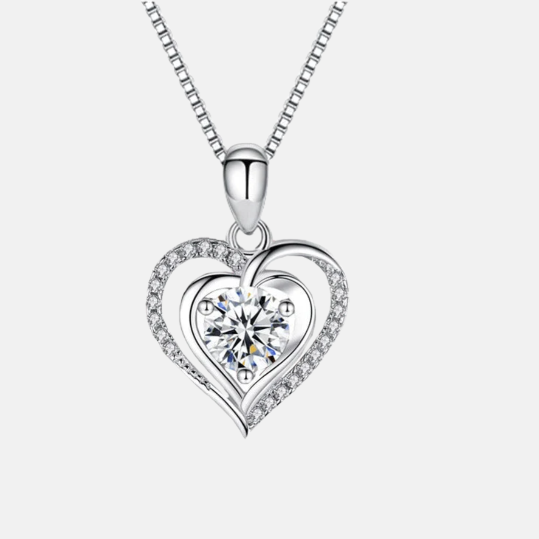 Elara - Women's Elegant Heart Necklace with Gemstone Accent