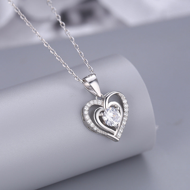 Elara - Women's Elegant Heart Necklace with Gemstone Accent