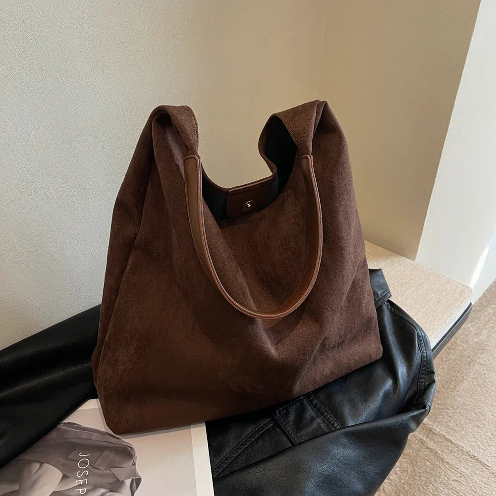 Elara - Women's Faux Suede Tote Bag