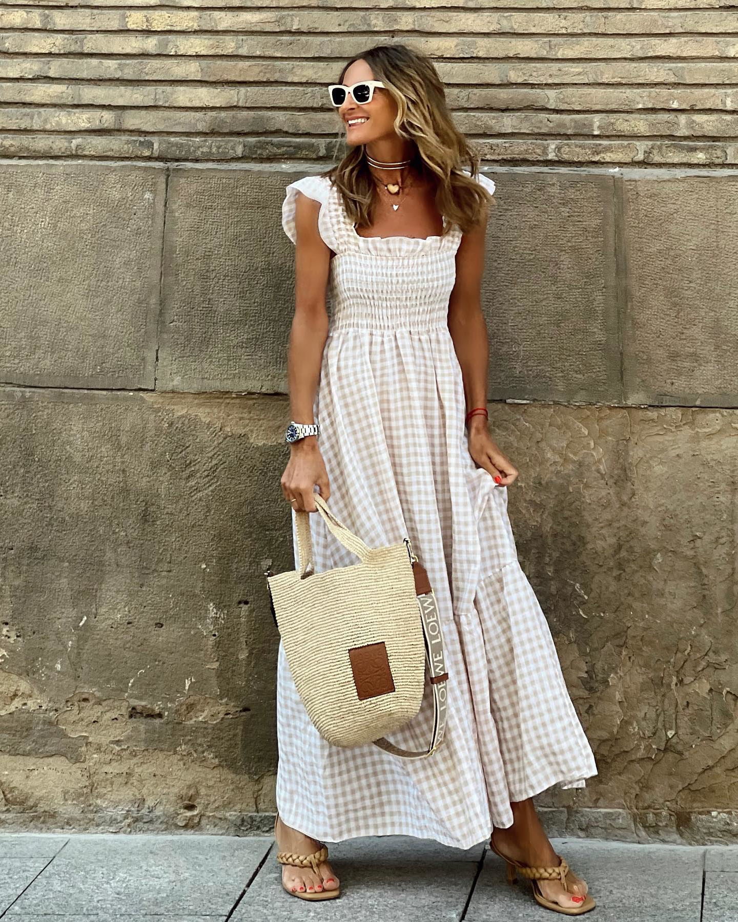 Elara | Women's Gingham Maxi Sun Dress