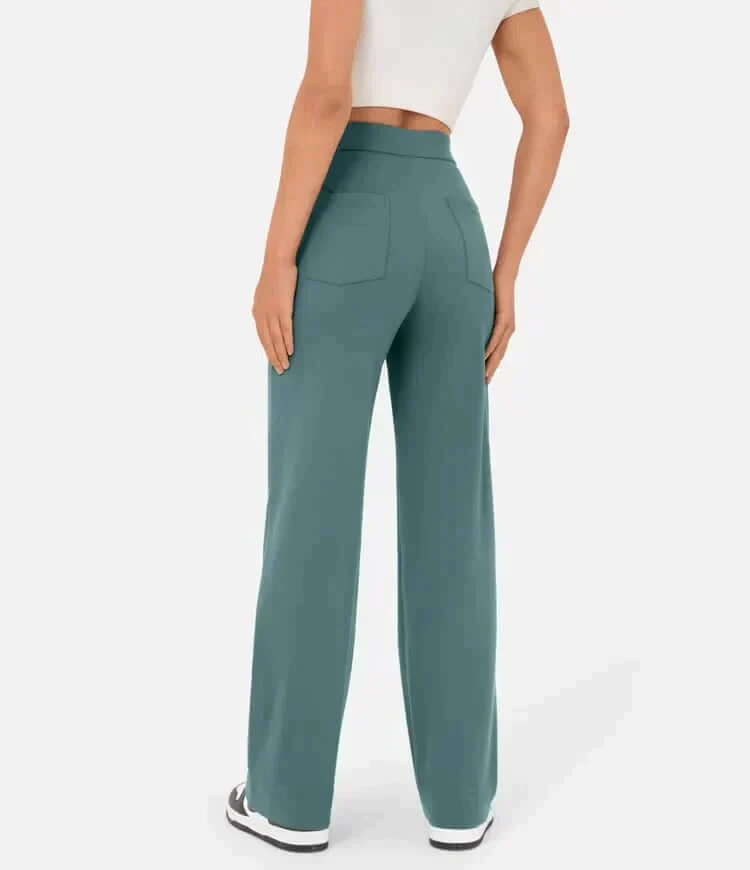 Elara - Women's Wide Leg Pants with Button Detail