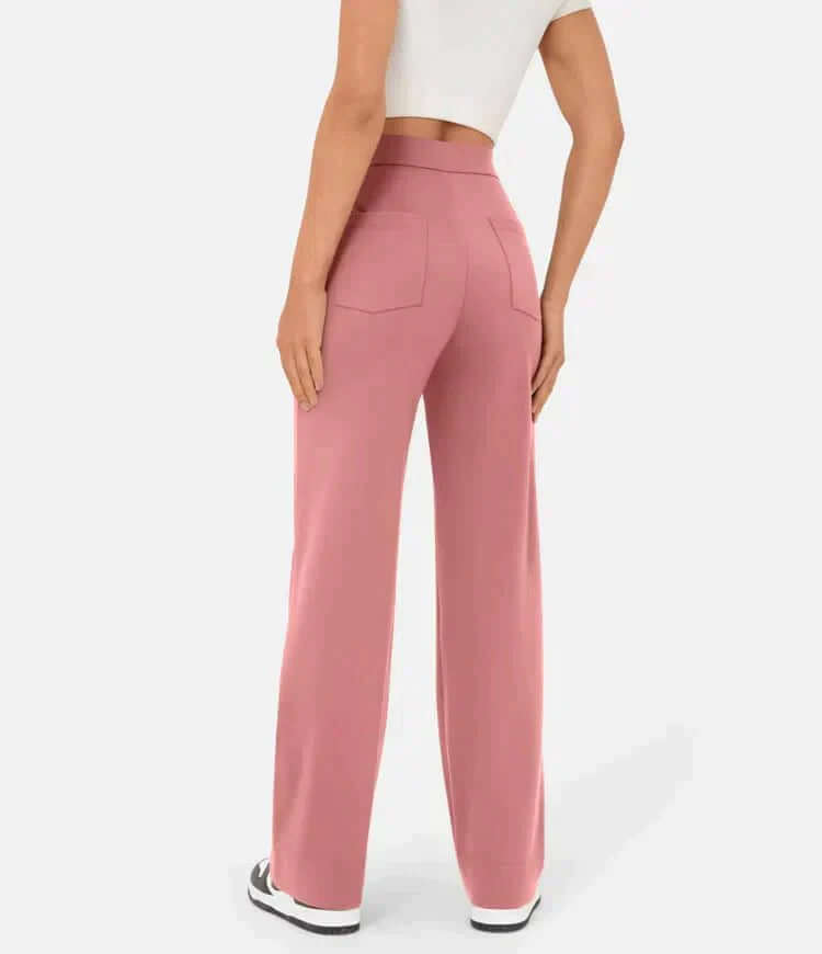Elara - Women's Wide Leg Pants with Button Detail