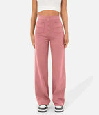 Elara - Women's Wide Leg Pants with Button Detail