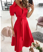 Sienna | Women's Flowy Midi Dress with Tie Waist