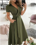 Sienna | Women's Flowy Midi Dress with Tie Waist