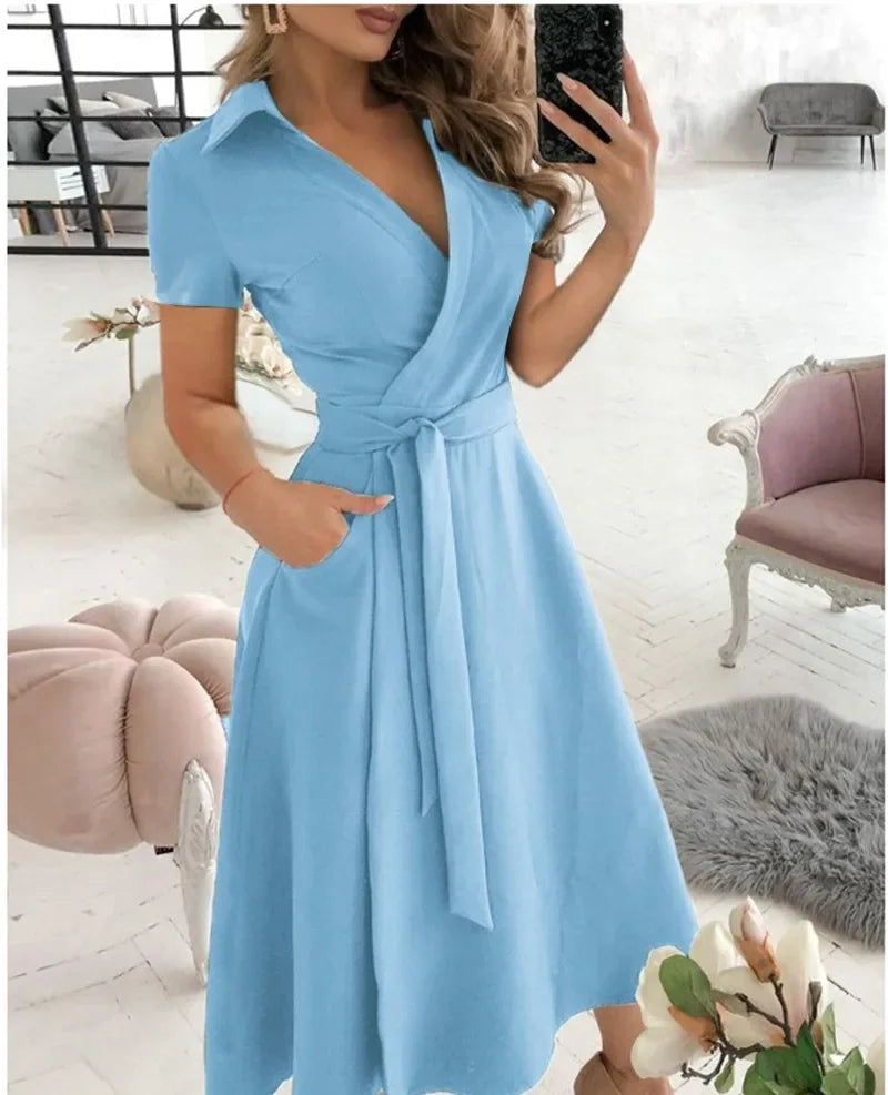 Sienna | Women's Flowy Midi Dress with Tie Waist