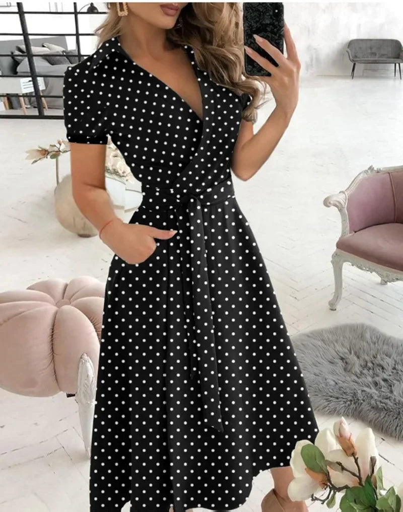Sienna | Women's Flowy Midi Dress with Tie Waist