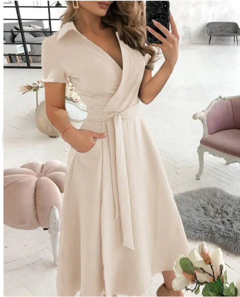 Sienna | Women's Flowy Midi Dress with Tie Waist