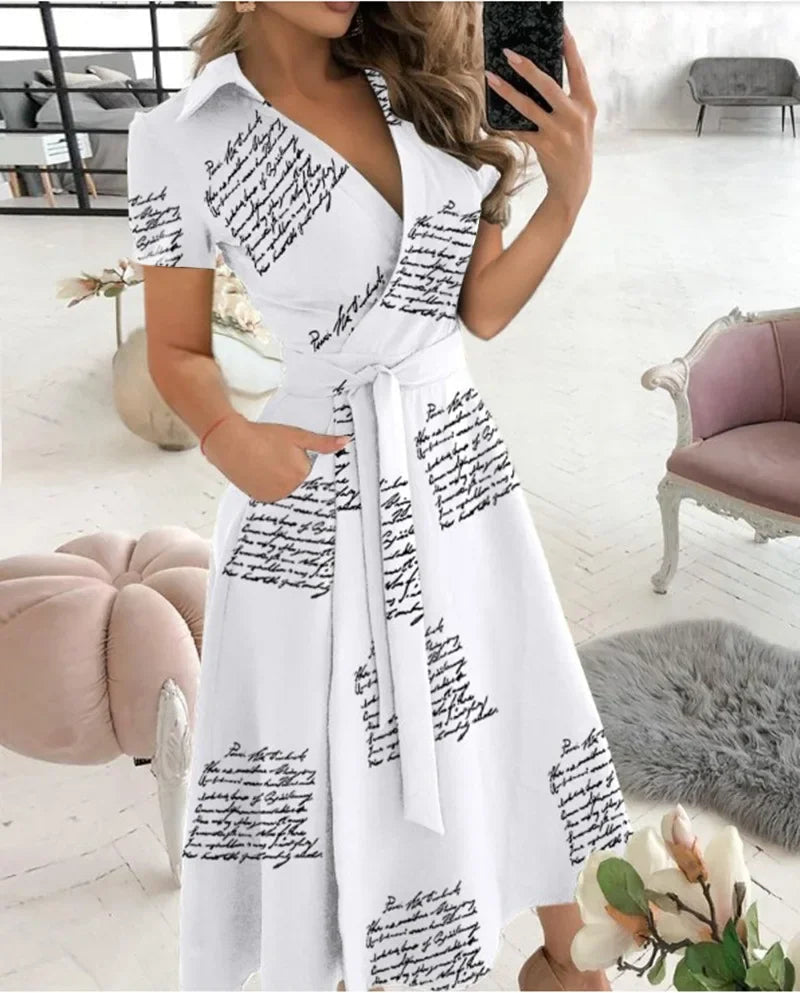 Sienna | Women's Flowy Midi Dress with Tie Waist