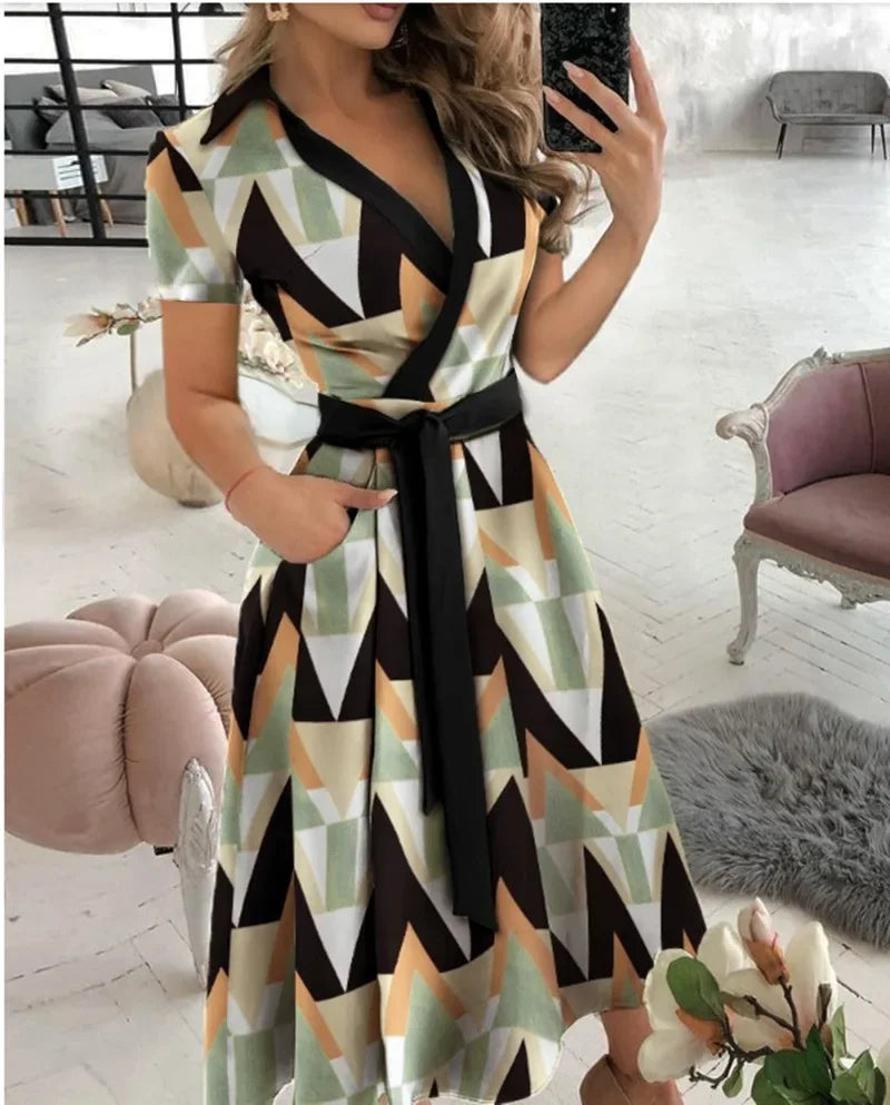 Sienna | Women's Flowy Midi Dress with Tie Waist