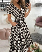 Sienna | Women's Flowy Midi Dress with Tie Waist