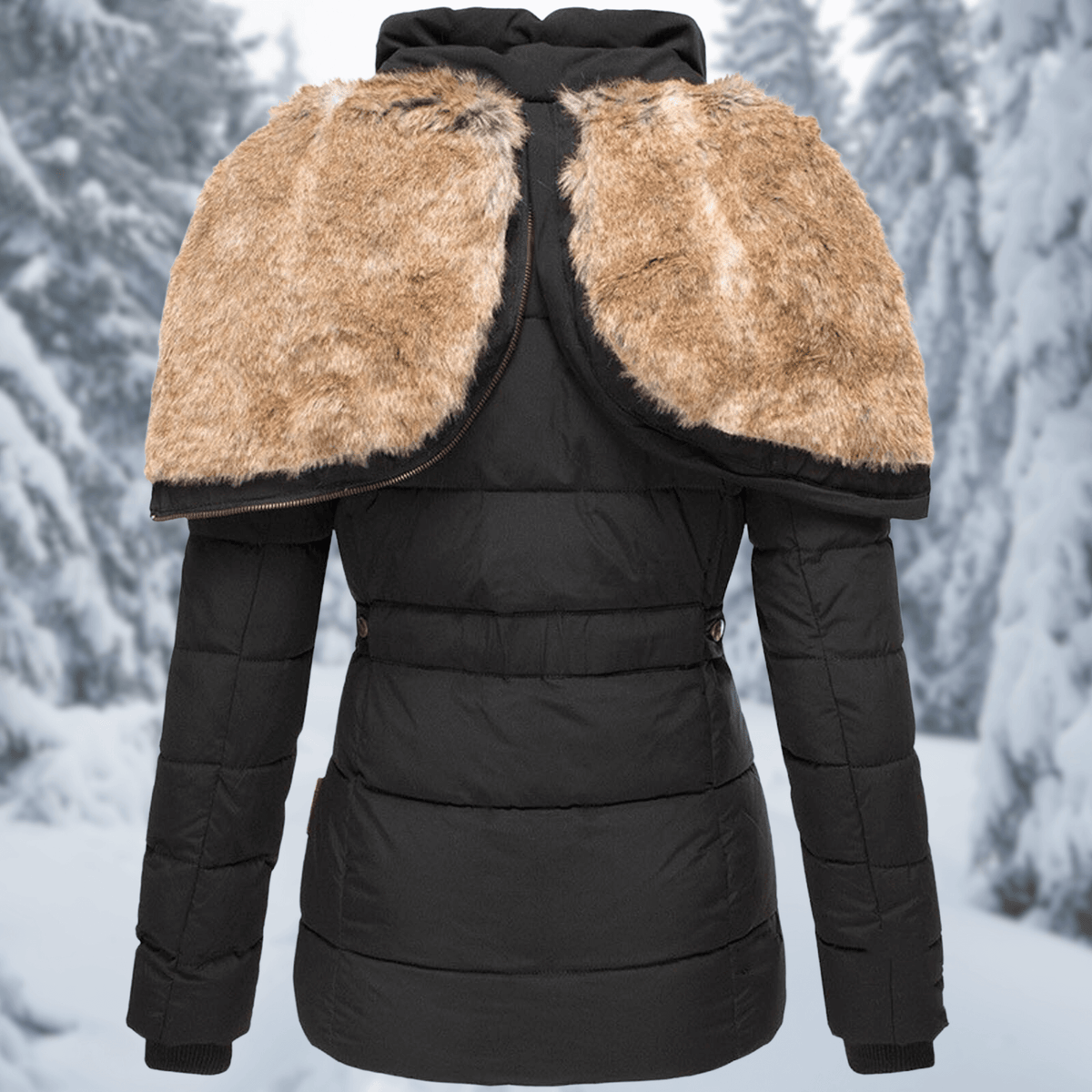 Elowe - Women's Cozy Winter Jacket with Faux Fur Hood