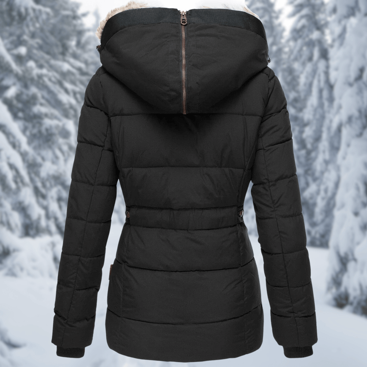 Elowe - Women's Cozy Winter Jacket with Faux Fur Hood