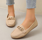 Elspeth | Women's Classic Loafers with Gold Chain Detail
