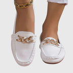 Elspeth | Women's Classic Loafers with Gold Chain Detail