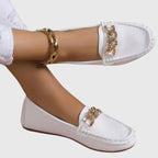 Elspeth | Women's Classic Loafers with Gold Chain Detail