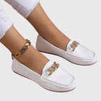 Elspeth | Women's Classic Loafers with Gold Chain Detail