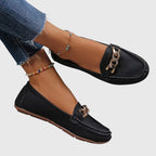 Elspeth | Women's Classic Loafers with Gold Chain Detail