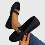 Elspeth | Women's Classic Loafers with Gold Chain Detail