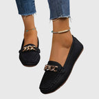 Elspeth | Women's Classic Loafers with Gold Chain Detail