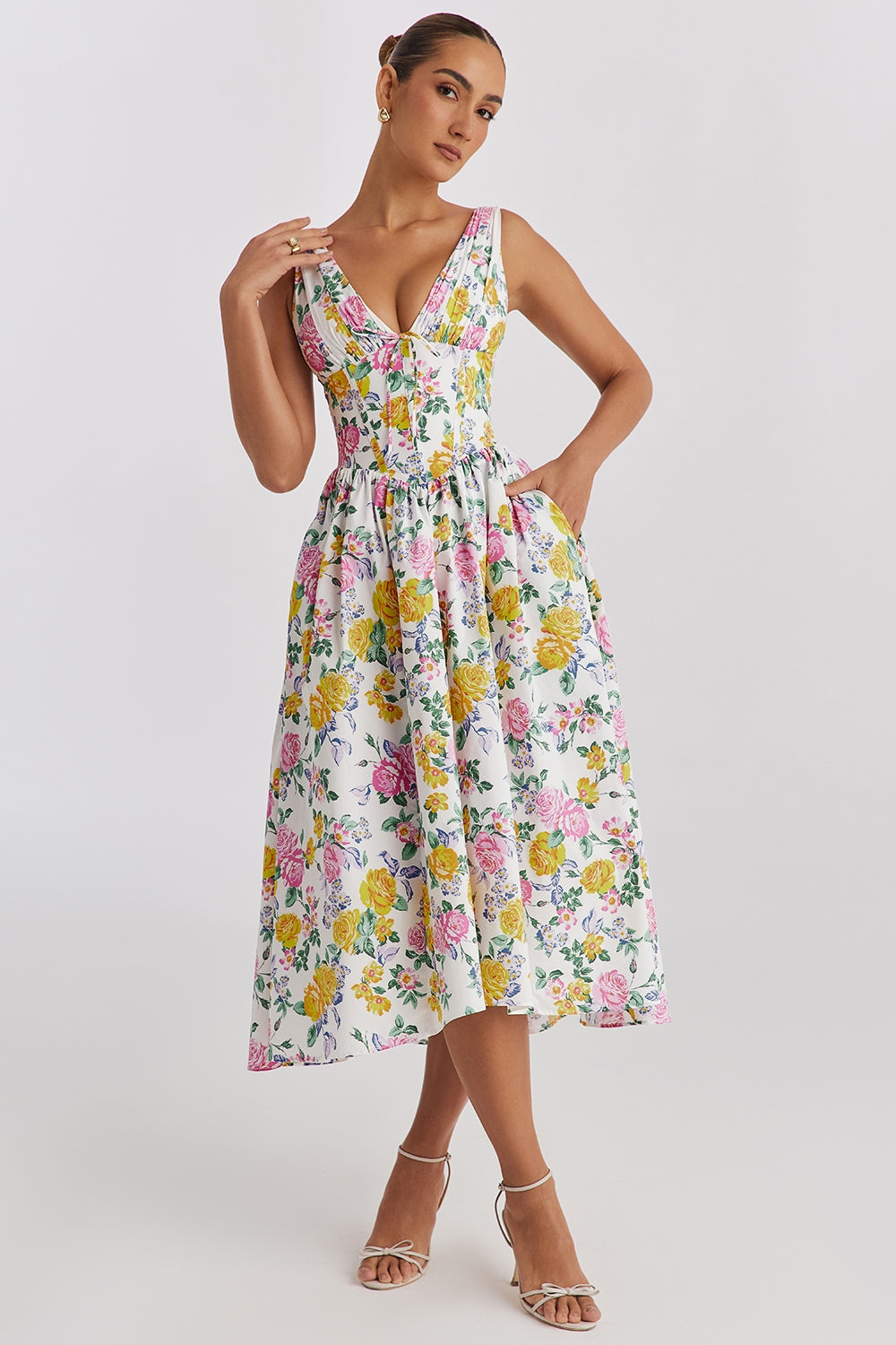 Elara | Women's Elegant Floral Sundress with Pockets