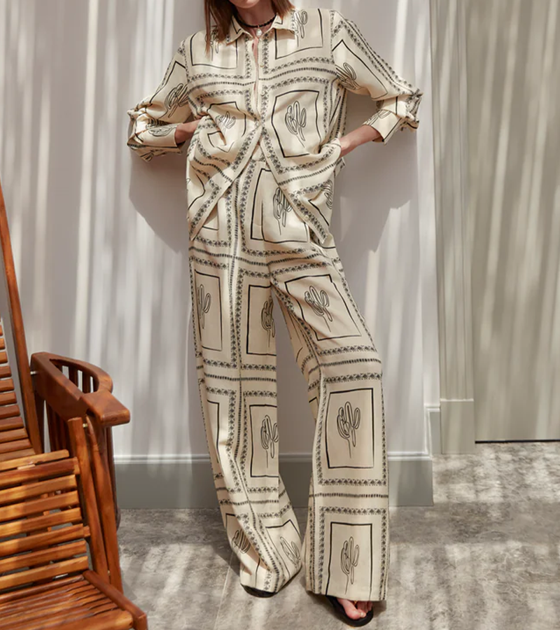 Esme - Women's Relaxed Cactus Print Pajama Set