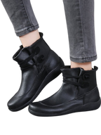 Evangeline - Women's Ankle Calf Boots with Buckle Detail