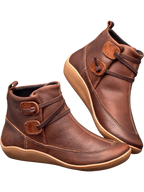 Evangeline - Women's Ankle Calf Boots with Buckle Detail