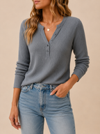 Tamsin | Women's Cozy Ribbed Henley Shirt