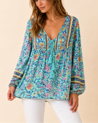 Finn | Women's Boho Floral Print Tunics with Tassel Ties