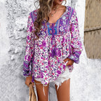 Finn | Women's Boho Floral Print Tunics with Tassel Ties