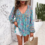 Finn | Women's Boho Floral Print Tunics with Tassel Ties