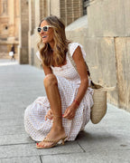 Elara | Women's Gingham Maxi Sun Dress
