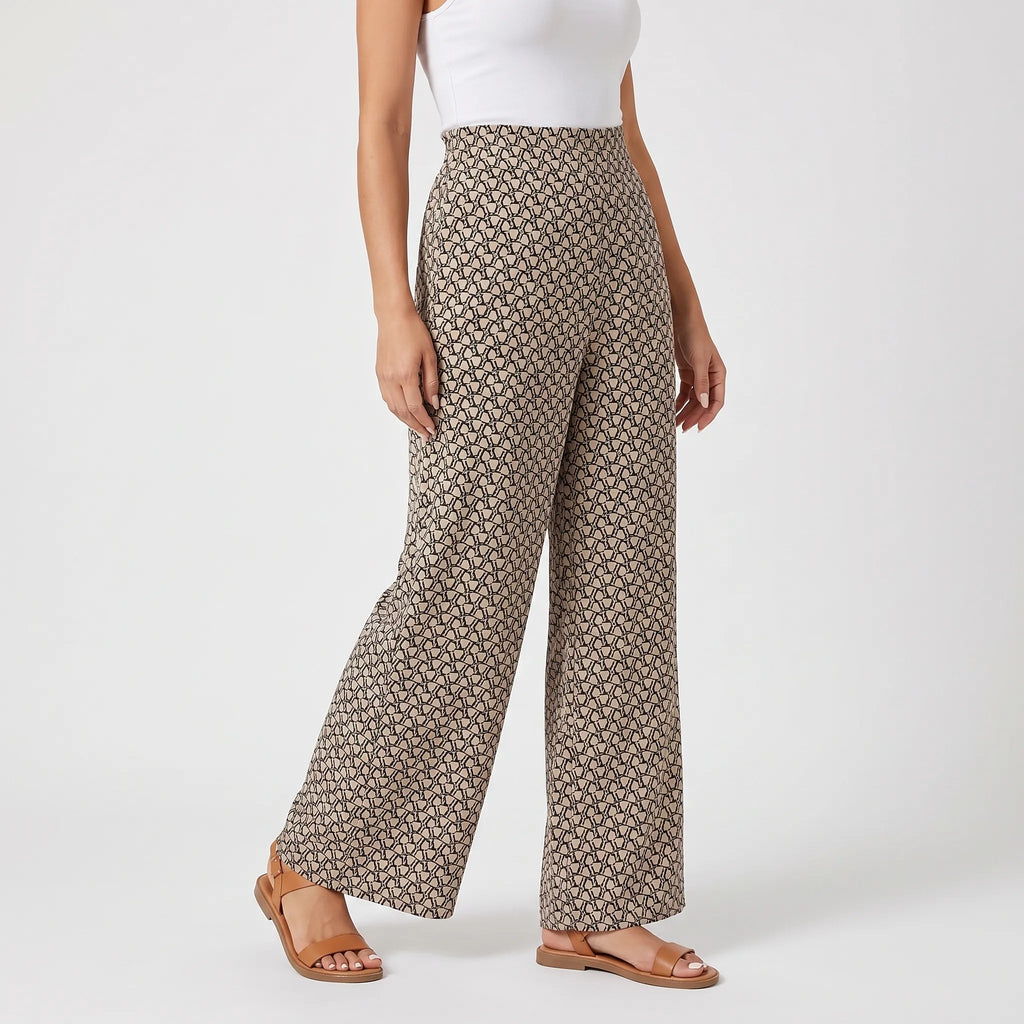 Flowlyn - Printed High Waisted Wide Leg Trousers