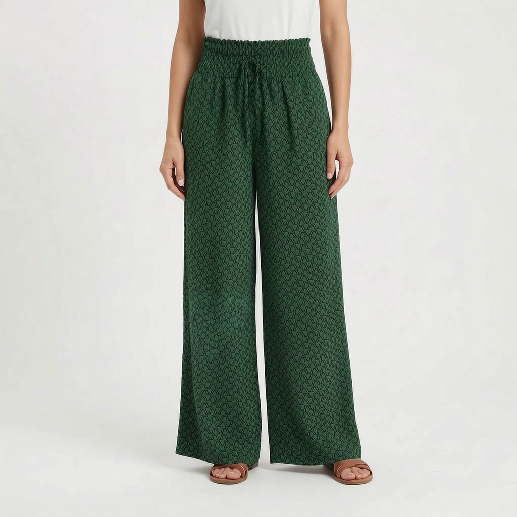 Flowlyn - Printed High Waisted Wide Leg Trousers