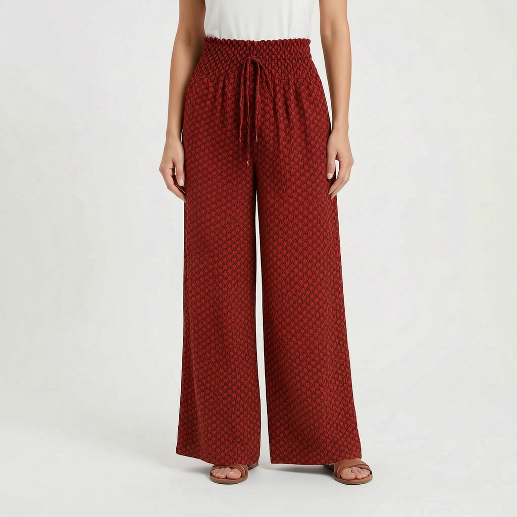 Flowlyn - Printed High Waisted Wide Leg Trousers