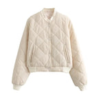 Genevieve - Women's Quilted Bomber Jacket with Ribbed Trim
