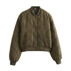 Genevieve - Women's Quilted Bomber Jacket with Ribbed Trim
