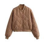 Genevieve - Women's Quilted Bomber Jacket with Ribbed Trim