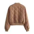 Genevieve - Women's Quilted Bomber Jacket with Ribbed Trim