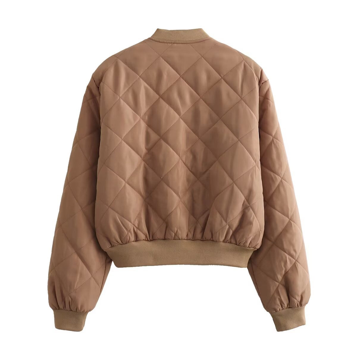 Genevieve - Women's Quilted Bomber Jacket with Ribbed Trim
