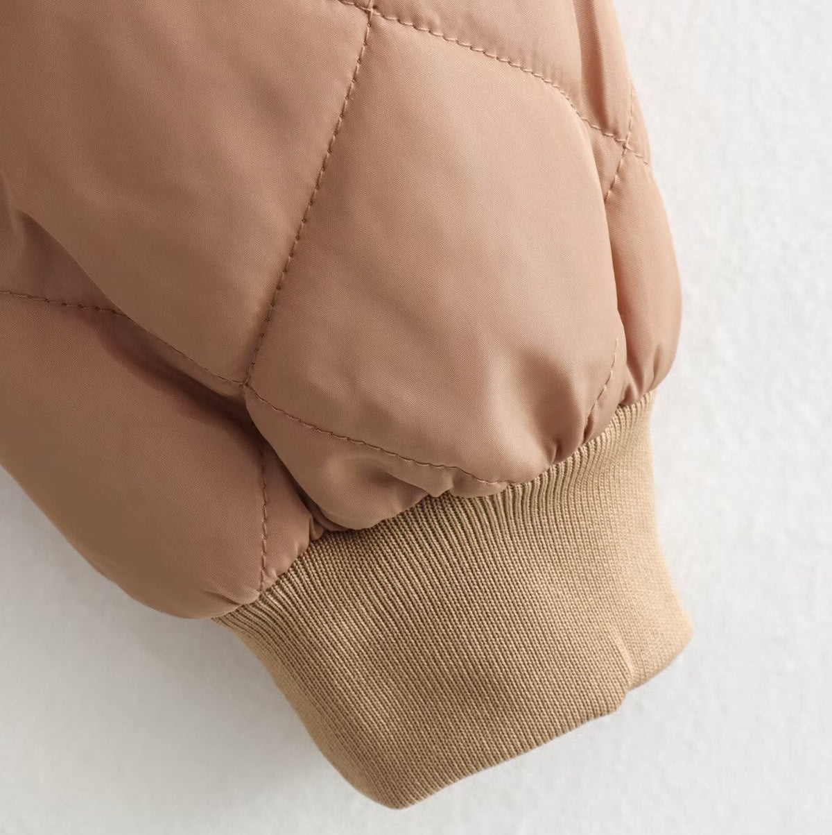 Genevieve - Women's Quilted Bomber Jacket with Ribbed Trim