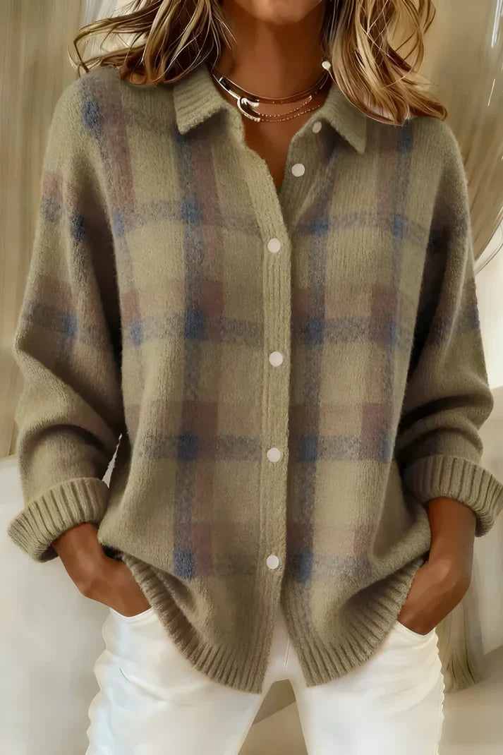 Gia | Women's Cozy Plaid Cardigan